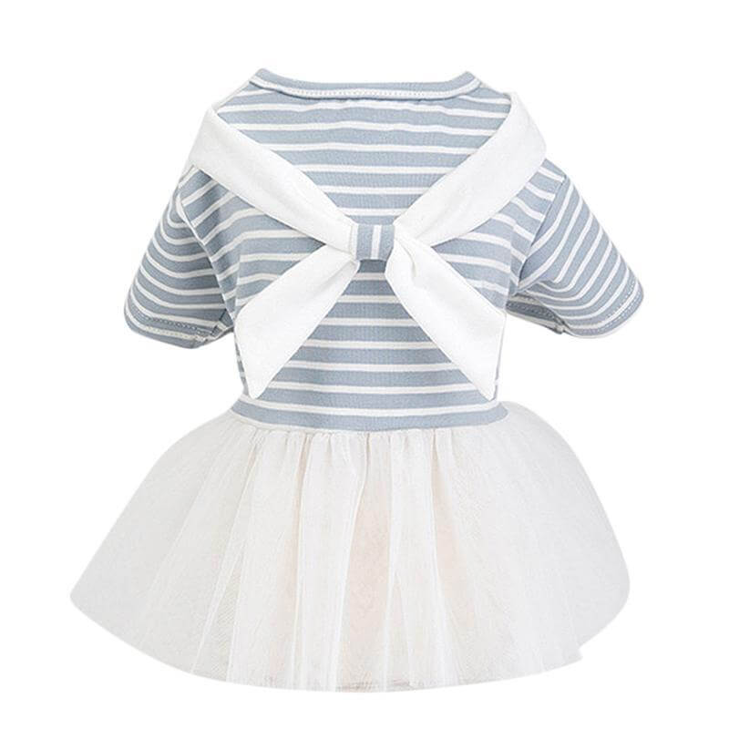 White Bowtie Dog Dress featuring a giant bow, cotton material, perfect for spring and summer outings for Dogs & Cats.
