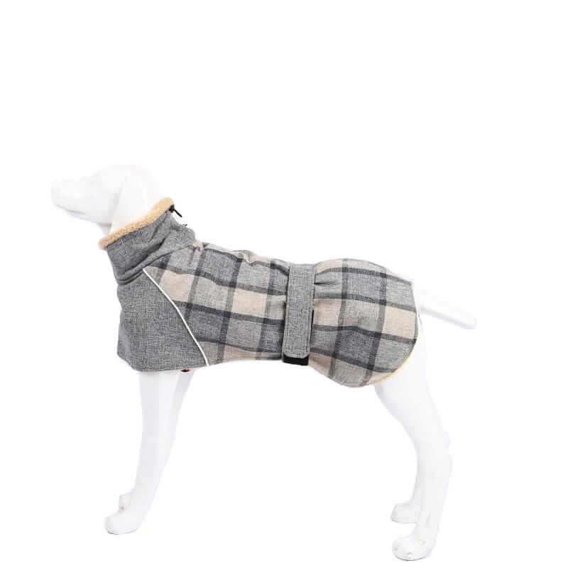 Wool Plaid Dog Coat for stylish and warm dogs, featuring a plaid design and adjustable fit for Dogs & Cats.