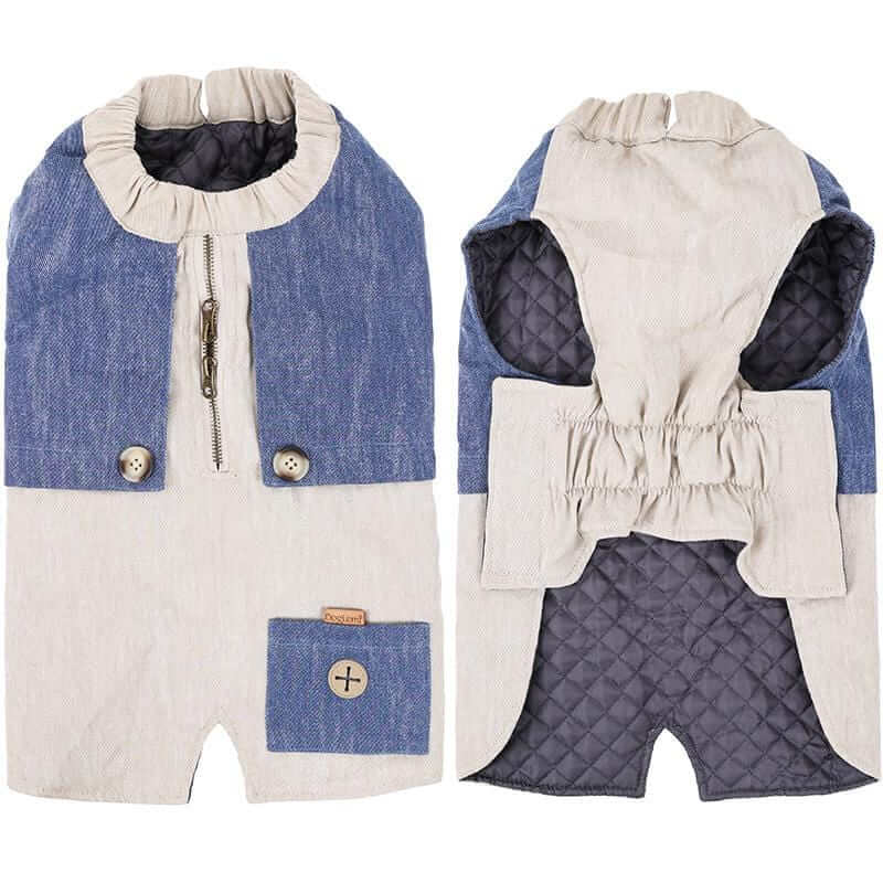 Zipper Pocket Quilted Dog Jacket featuring breathable fabric, lightweight design, and stylish quilted interior for dogs & cats.